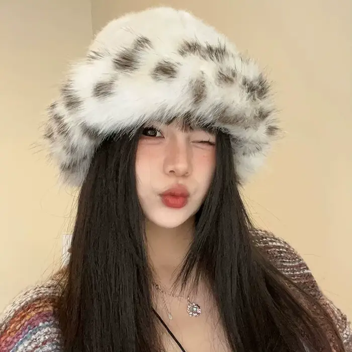 Chapeau chaud d'hiver pour femmes, seau en fourrure moelleuse, cadeaux féminins, chapeaux de pêcheur