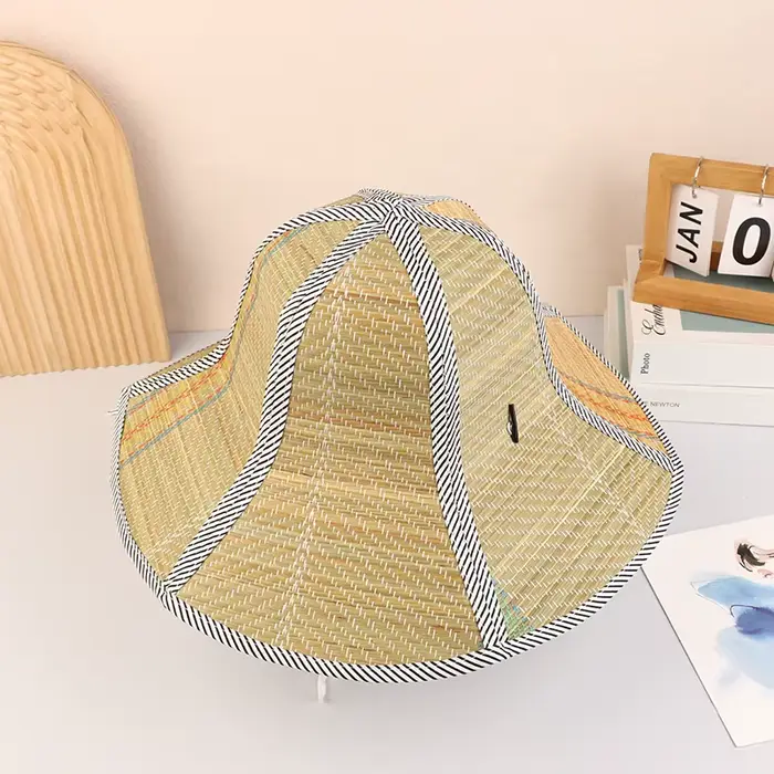 Chapeau de pêcheur chinois rétro en rotin de bambou, paille tissée à la main, accessoires de danse d