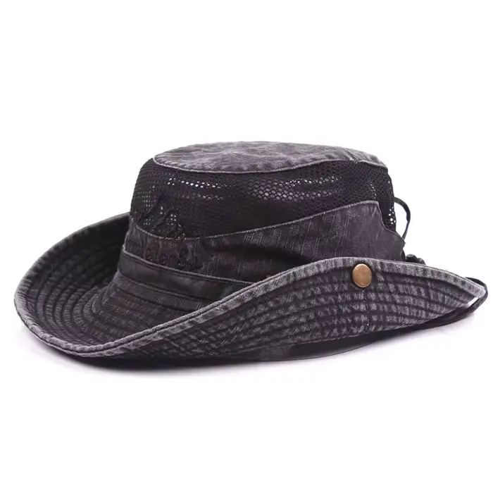 Chapeau seau d'extérieur pour hommes, casquette Panama respirante d'été en coton, chapeau en maille 