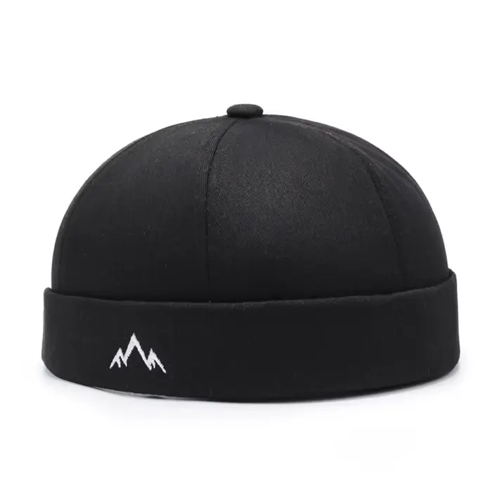 Casquette Docker brodée tendance, sans visière, couleur unie, en coton, style melon, streetwear, hip