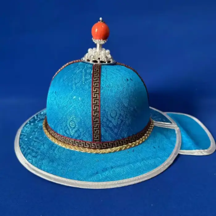 Chapeau mongol à pointe doré, chapeau de prince mongol, chapeau de spectacle de danse des minorités 