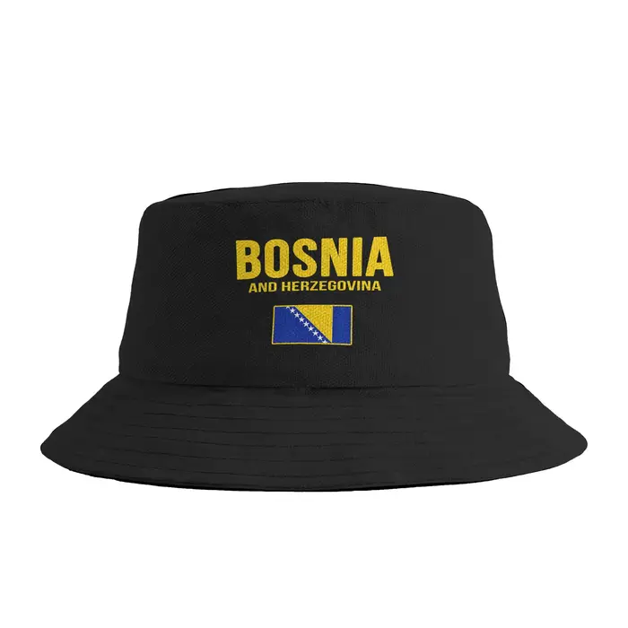 Chapeau bob avec drapeau de la Bosnie-Herzégovine, streetwear, casquette de pêcheur, chapeau de vaca