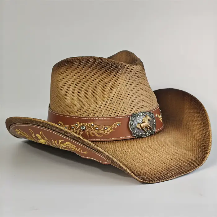 Chapeau de cowboy en paille brodé 2026 pour femmes et hommes