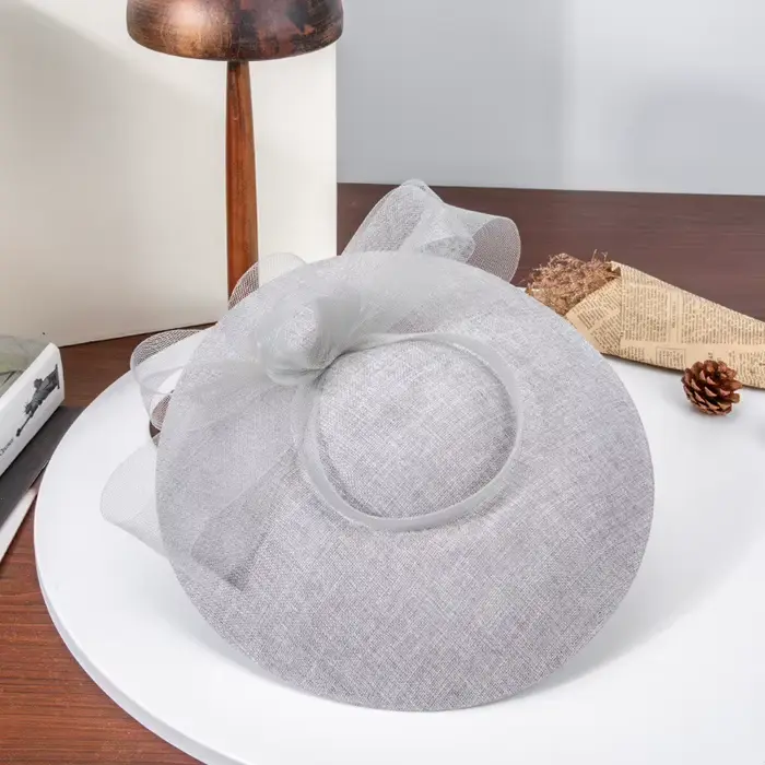 Chapeau français à large bord pour femmes, chapeau de fête de thé élégant avec nœud Vintage, chapeau