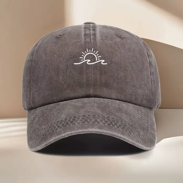 Casquette de baseball élégante avec motif vague et soleil levant pour homme et femme style vintage occasionnellement décontracté