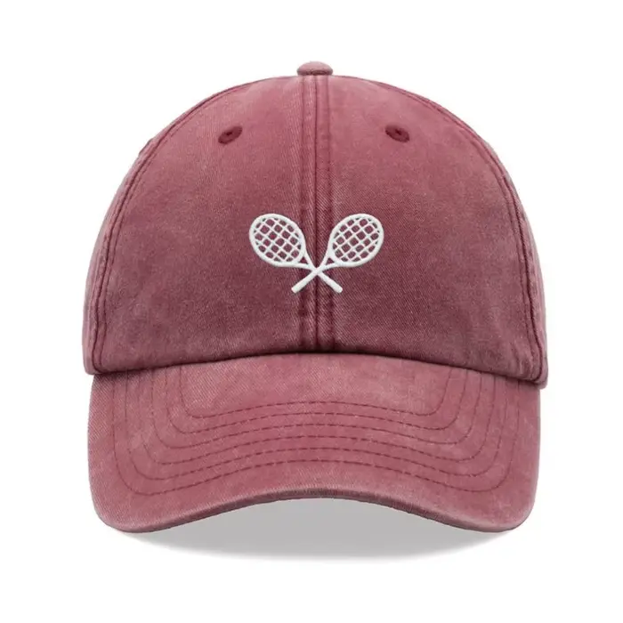1 casquette de baseball rétro délavée à motif croisé de raquettes de tennis pour hommes, casquette d