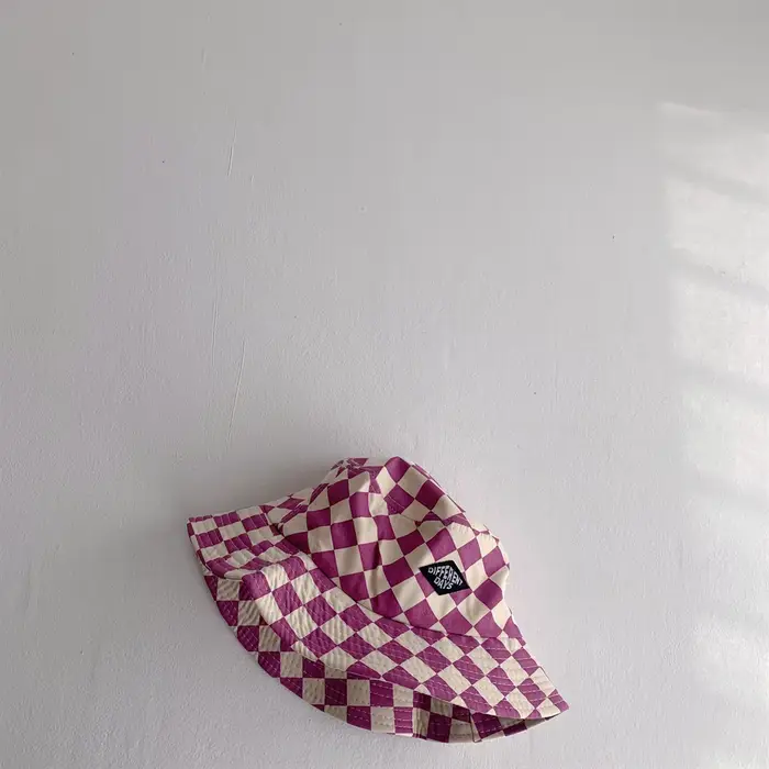 Chapeau seau à motif damier pour enfants, mignon, à carreaux, pour bébés garçons et filles, chapeau 