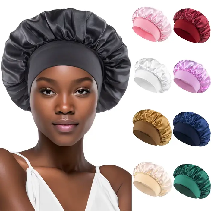 Grand Bonnet en Satin, Bonnet en soie pour dormir
