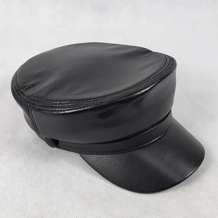 Casquette militaire en cuir véritable pour hommes, chapeaux de marin pour femmes et hommes, chapeau 