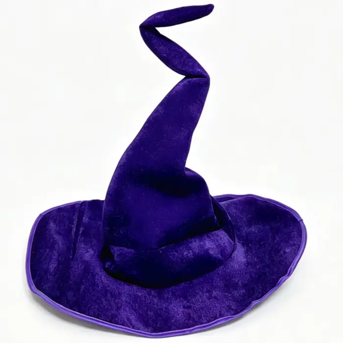 Chapeau de sorcière en velours confortable noir, violet, vert pour cosplay, fête de fin d'année, fêt