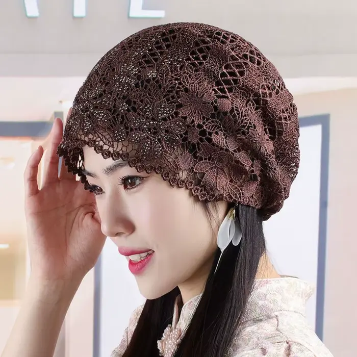 Chapeau en dentelle à fleurs polyester pour femmes, style sport, résistant, respirant, adapté aux occasions décontractées, été et printemps