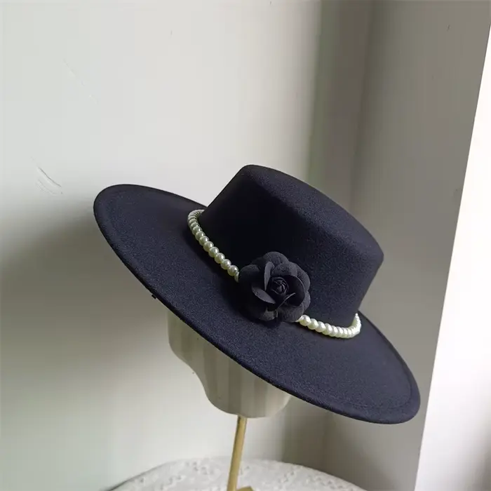 Chapeau Fedora de Style français pour femmes, chapeau en feutre à bord large de 10CM, Derby d'hiver 
