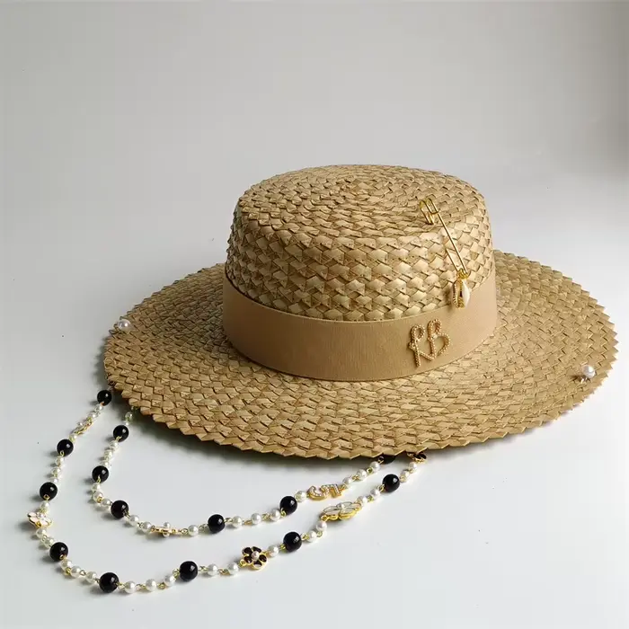 Chapeau de paille en feuilles de palmier candy-colored pour homme et femme, accessoire de plage polyvalent pour quatre saisons, DIY et protection solaire