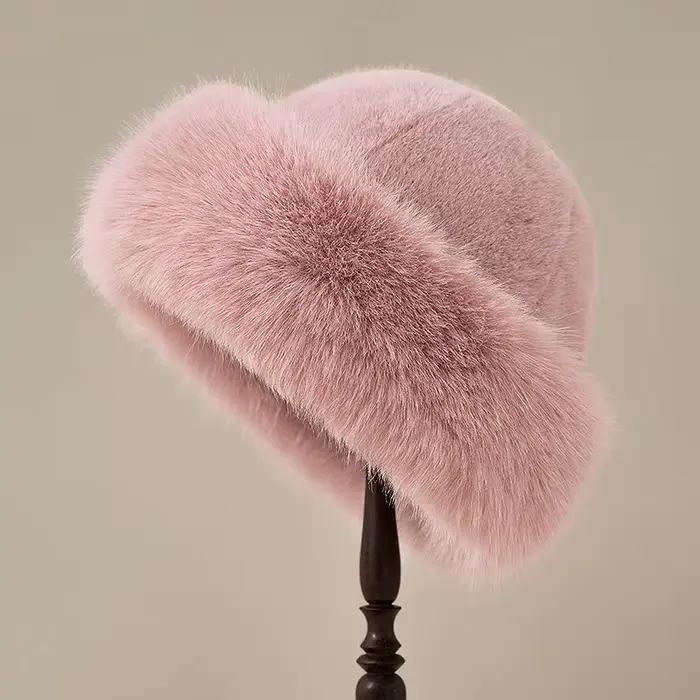 Nouveau chapeau seau en fourrure moelleuse pour femmes, chapeau de pêcheur en peluche, chapeau d'hiv