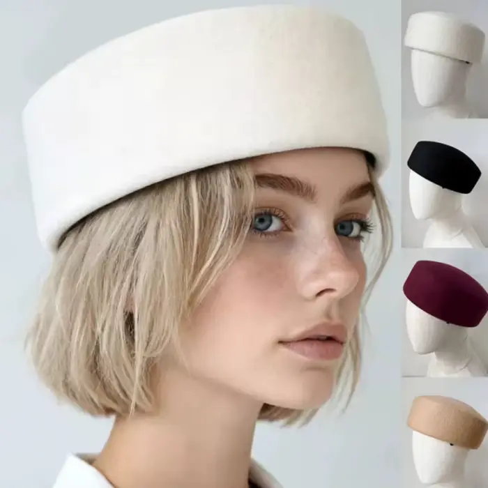 Béret en feutre de laine pure bleu de luxe 2026 pour femme