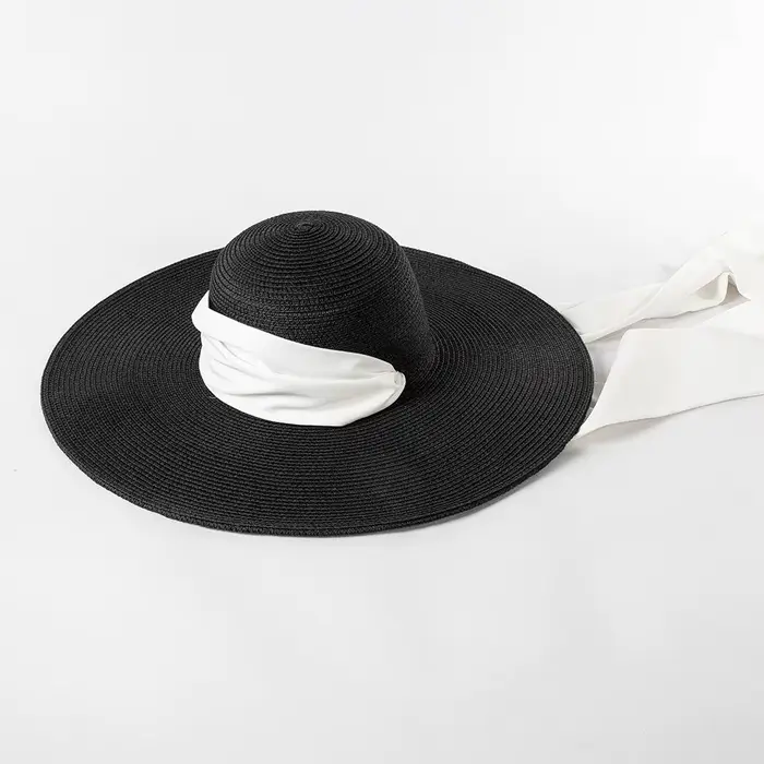Chapeau de paille à large bord pour dames, chapeau de plage, vacances en plein air, chapeau de solei