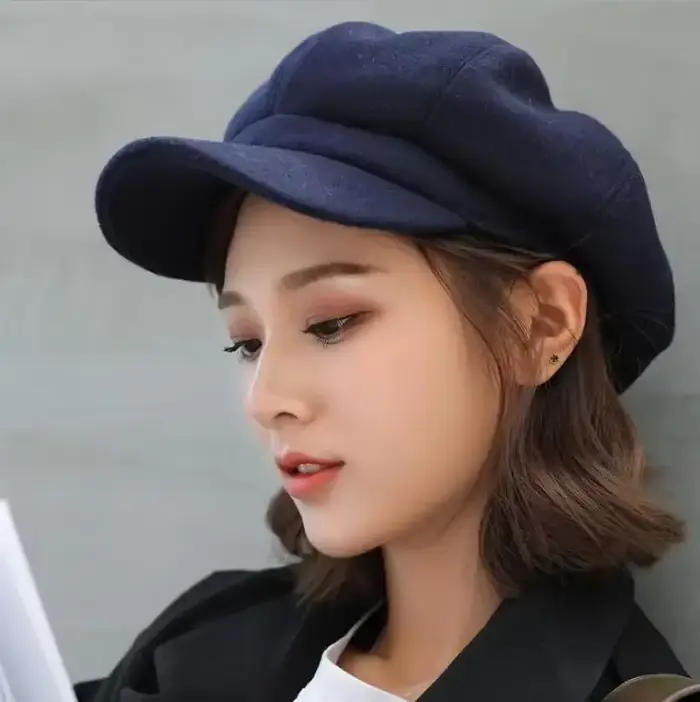 Automne hiver chapeaux pour femmes solide plaine octogonale casquette de gavroche hommes dames décontracté laine chapeau