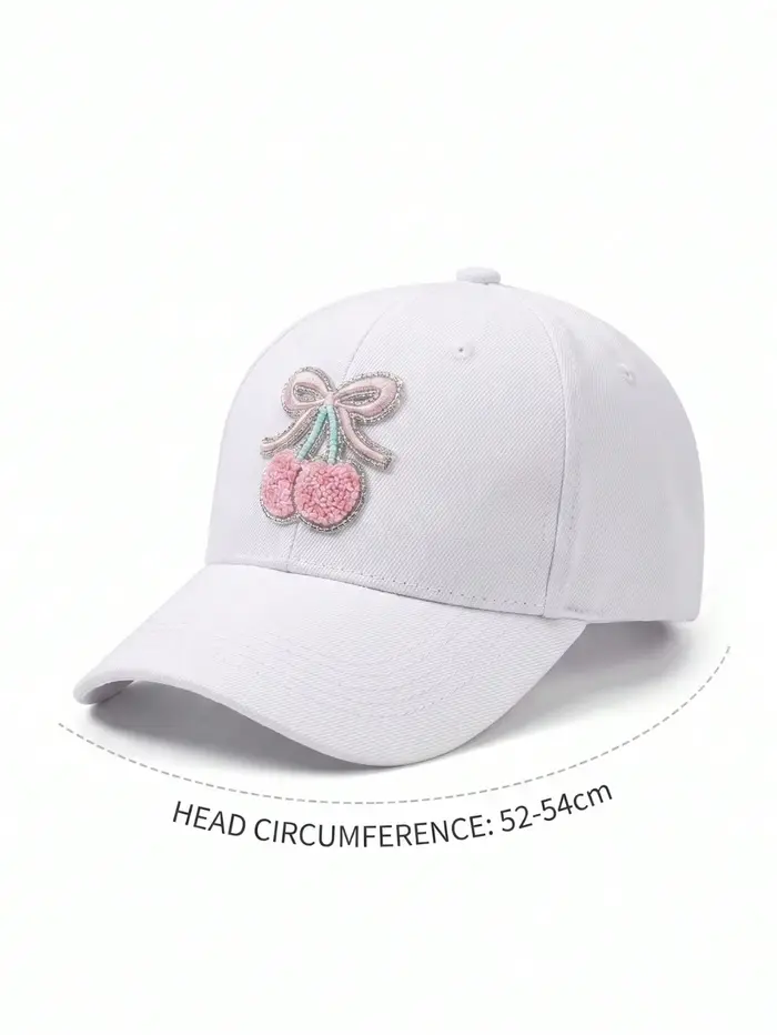 Casquette de baseball colorée pour filles de 5 à 10 ans, motif cerise mignon, chapeau de soleil lége