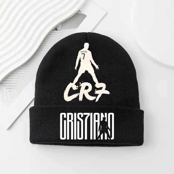 Cristiano Ronaldo Bonnet tricoté pour garçons hommes extérieur coupe-vent Casquette dessin animé CR7