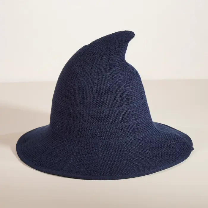 Chapeau de sorcière tricoté de couleur unie, chapeau de costume d'Halloween, chapeau de sorcier poin