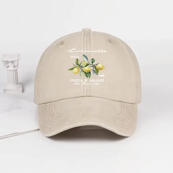 Casquette de baseball unisexe réglable imprimée citron « Limoncello Costa D'Amalfi », style italien,