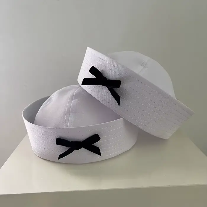 Chapeau de marin bleu marine avec nœud papillon pour femmes protection UV mode décontractée été occasions spéciales