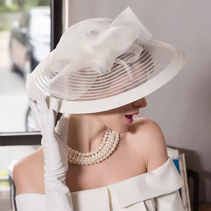 Chapeau Fedora FS élégant pour femmes à large bord polyvalent pour mariage, cérémonies et soirées de gala