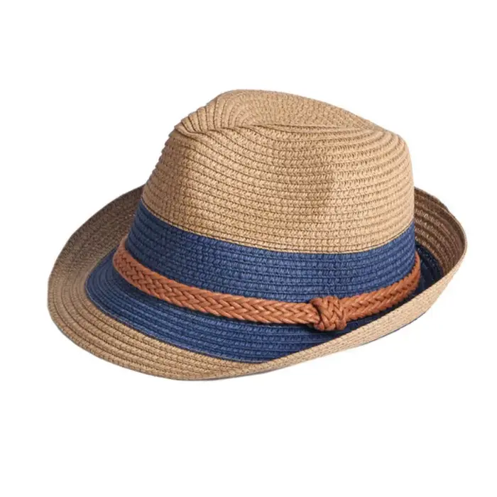 Chapeau de paille rayé classique Nostdéchiré pour les voyages en plein air