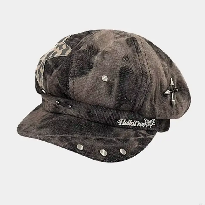 Béret imprimé léopard, chapeau peintre surdimensionné
