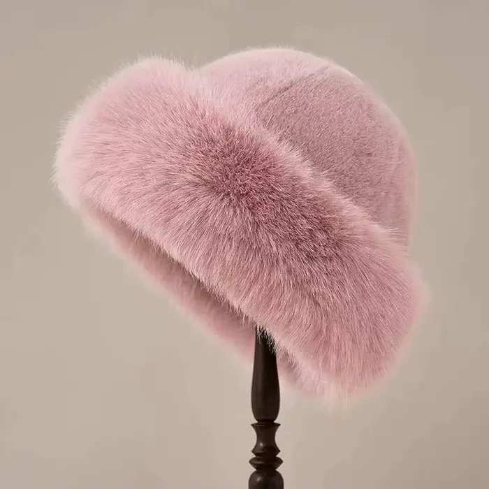 Chapeau de mode coréenne pour femmes hiver épais chaud Imitation fourrure chapeau de pêcheur de luxe