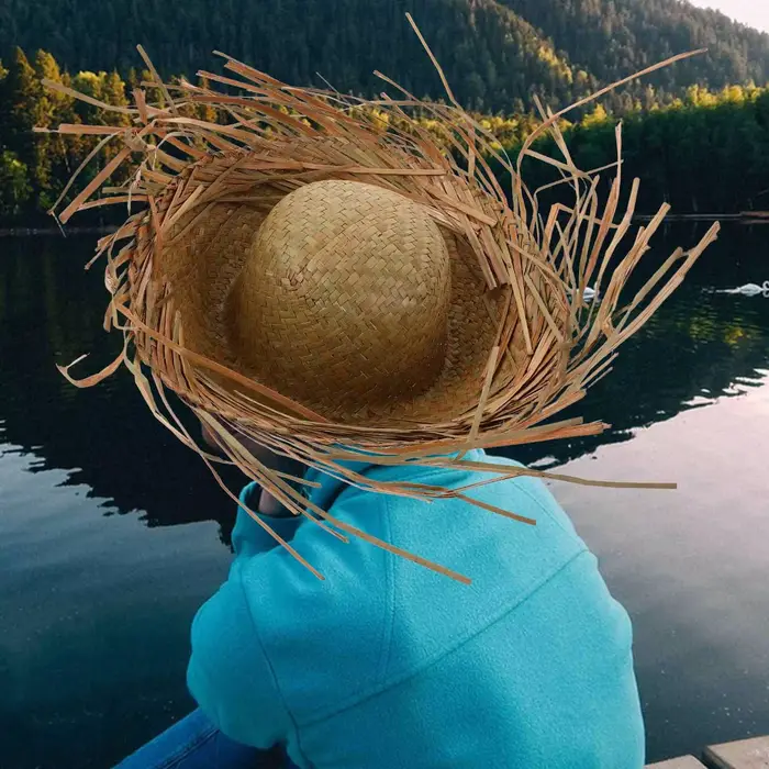 Chapeau de paille hawaïen tissé unique en nid de poule pour femmes, protection solaire, accessoire de fête, rassemblements sur la plage et événements mexicains