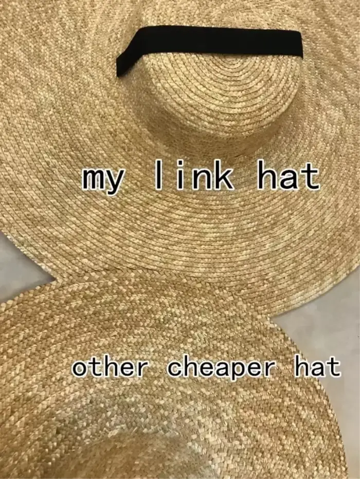 Chapeau de paille à large bord et dessus plat