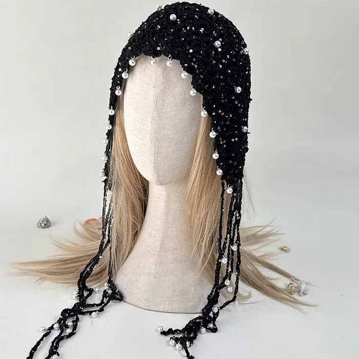 Bonnet tricoté ajouré à paillettes style Ins pour femme, polyvalent, décontracté, Y2K, pour l'été, l