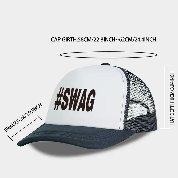 Casquette en maille éponge SWAG Bold chapeau de soleil léger sport pour homme et femme hip hop streetwear skateboard tenues décontractées four seasons