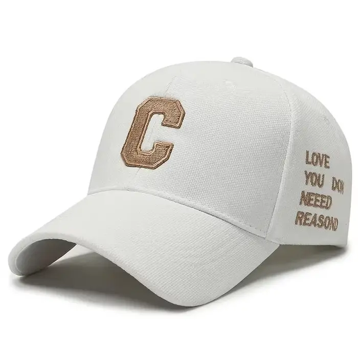 Casquette de baseball de luxe 2026 en or blanc pour hommes, casquette en coton avec lettres 3D, chap