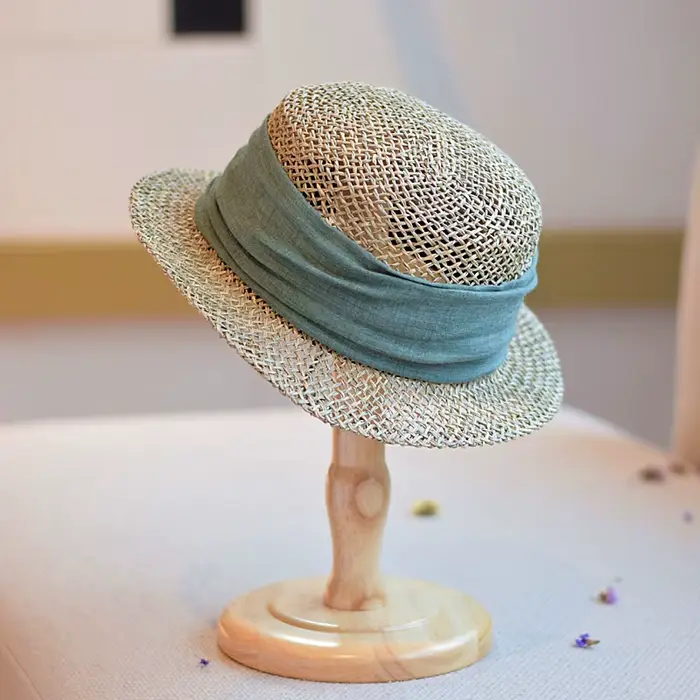 Chapeau haut-de-forme en paille creuse tissée aux algues rétro britanniques françaises pour femmes