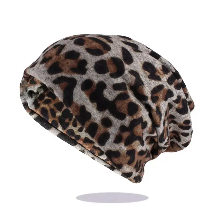 Hip Hop femmes mode imprimé léopard chaud chapeau casquettes pour fille Dot printemps automne coton bonnets Skullies Double utilisé chapeaux écharpe