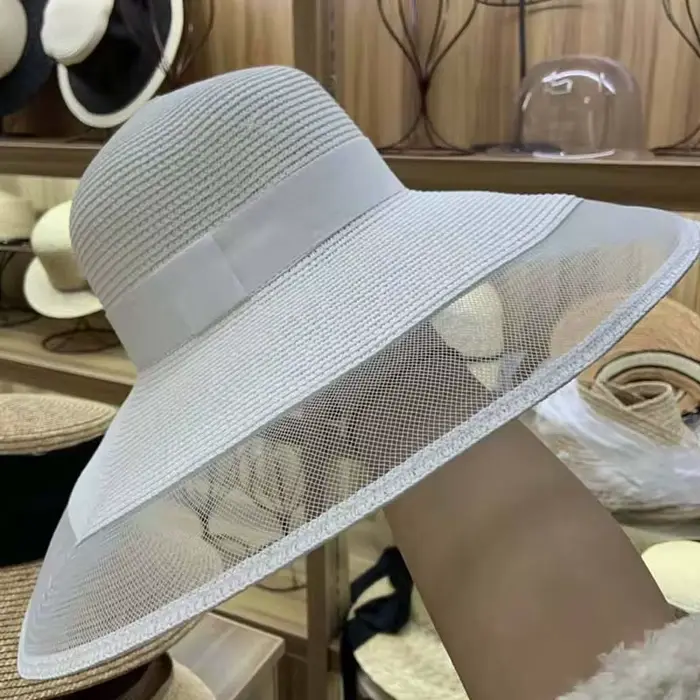 Chapeau de soleil à voile pour femmes, chapeau pour dames, chapeau de paille à large bord, casquette