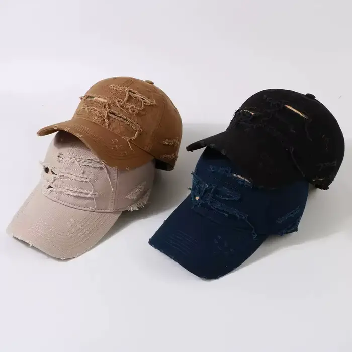 Nouveaux chapeaux de baseball à bords déchirés pour hommes et femmes