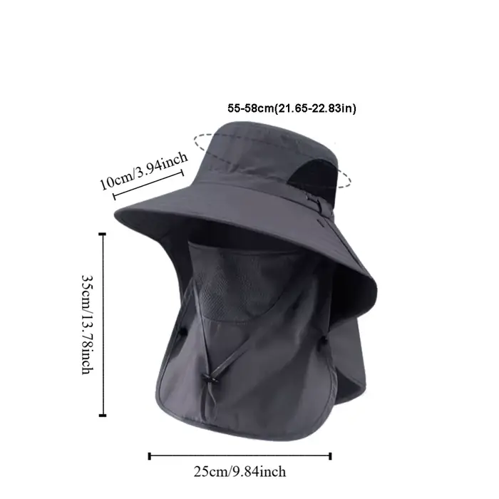 Chapeau de soleil pour homme avec masque intégré pour le cou et le visage