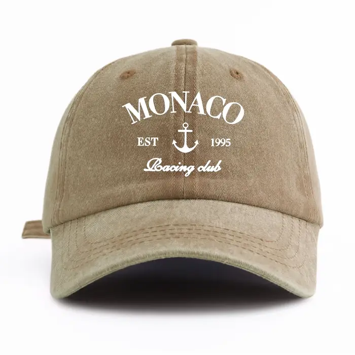 Casquette de Baseball délavée imprimée MONACO pour adultes