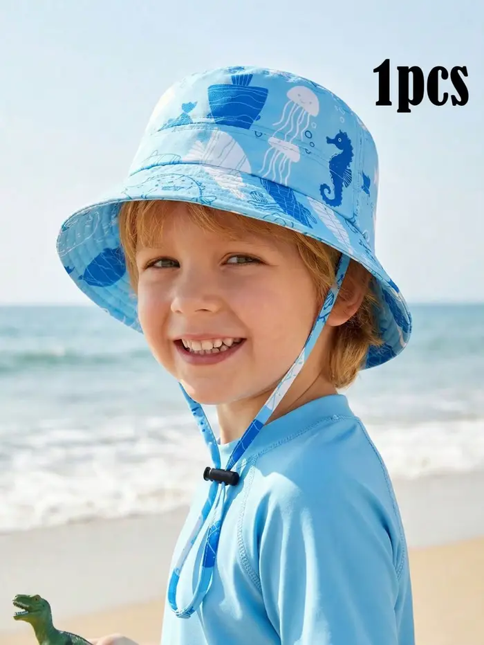 Chapeau bob bleu ciel motifs océan vacances printemps été pour enfants 3 8 ans activités extérieures plage