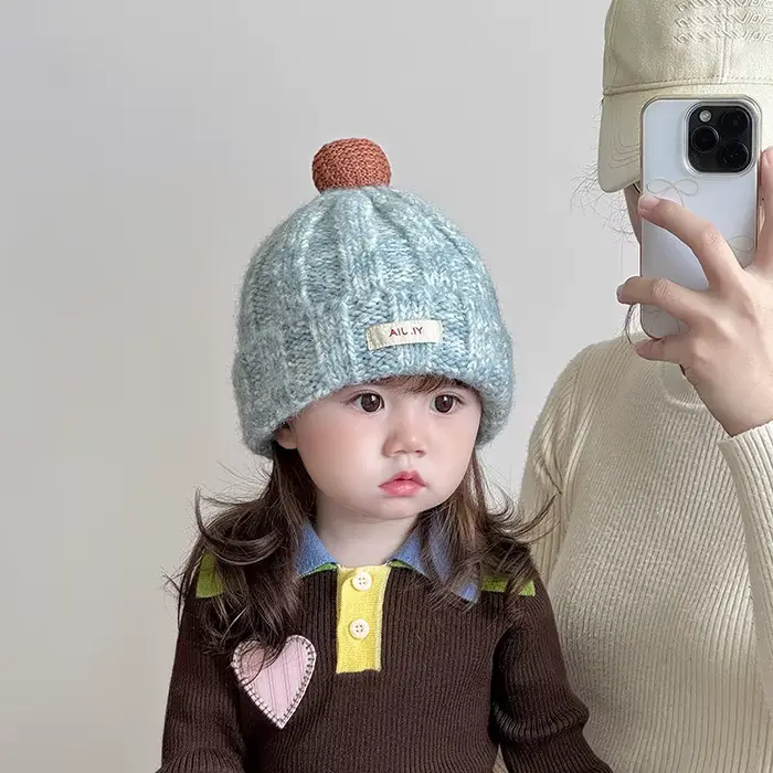 Chapeau tricoté d'hiver pour bébé – Bonnet épais et chaud coupe-vent, casquette ample élégante pour 
