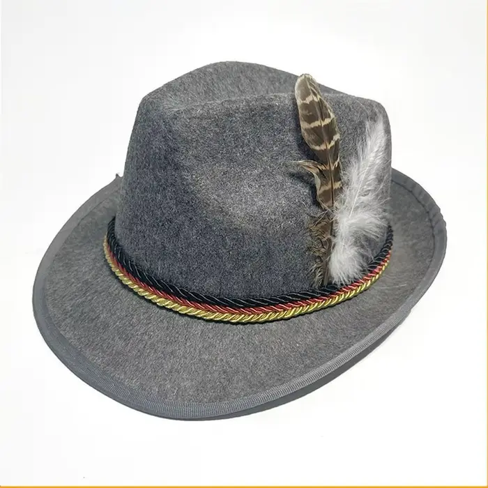 Nouveau Chapeau de Mode avec Décorations en Plumes, Style Western Bavarois Oktoberfest, Ornement de 
