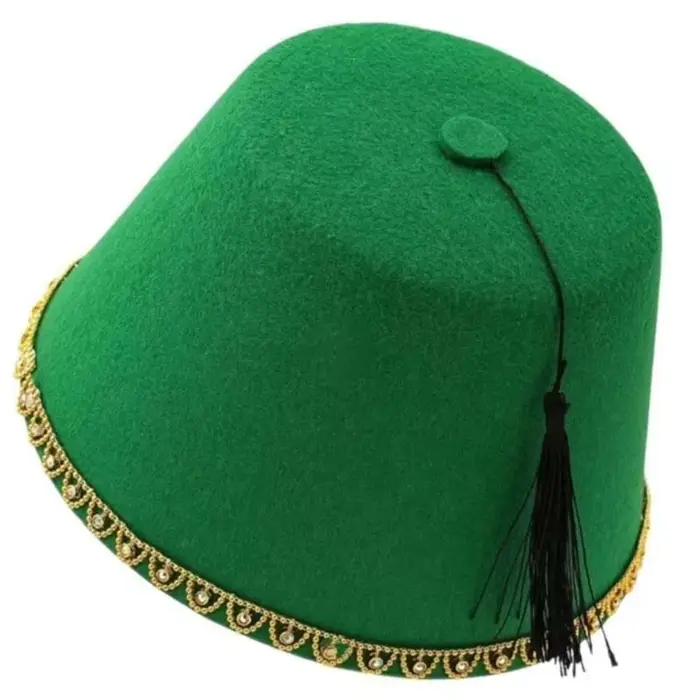Chapeau Fez Rond Universel en Feutre Respirant Rouge, Tarbouche, Chapeau Marocain, Chapeau Ottoman T