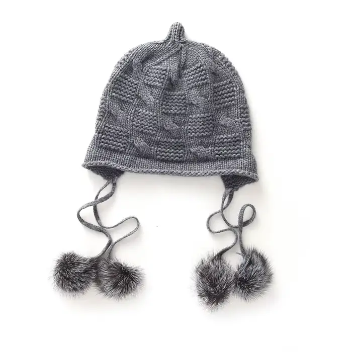 Chapeau tricoté avec pompon pour Protection des oreilles, 100% cachemire, polyvalent, chaud, épais, 