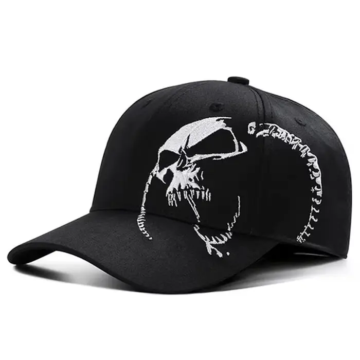 Casquettes de baseball unisexes avec broderie de motif de crâne latéral, printemps et automne, casqu