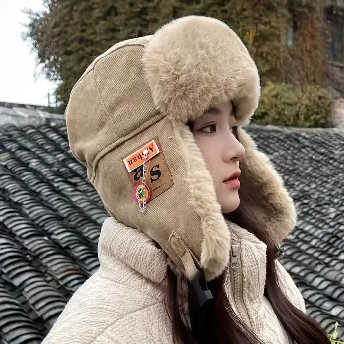 Chapeau de bombardier pour hommes, chapeau de bombardier chaud d'hiver avec oreillettes chapeau russ