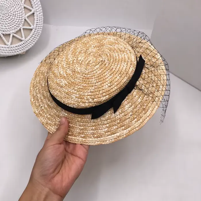 202606-shi Chapeau de paille élégant et chic pour femmes