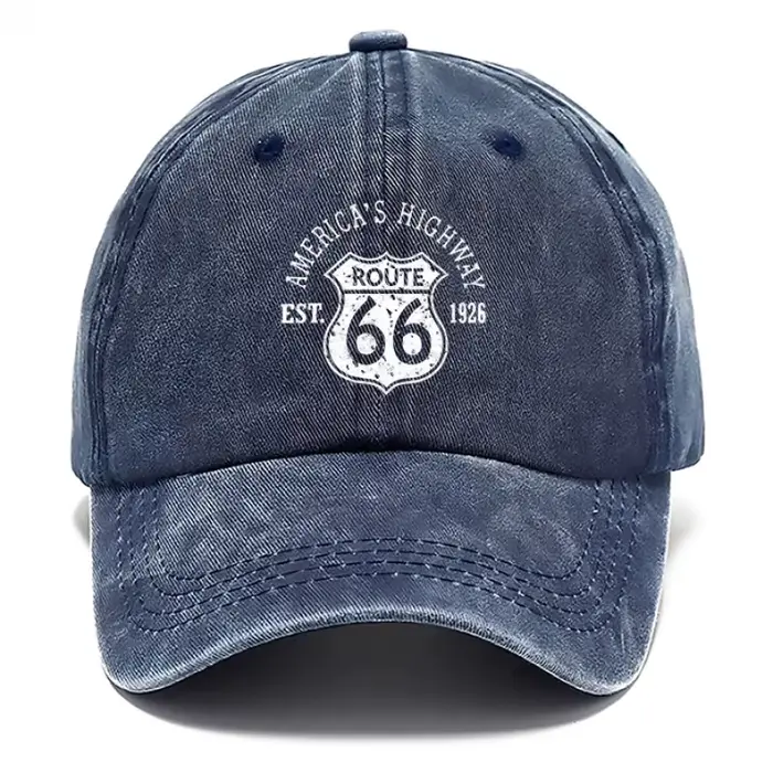 Casquette vintage style Route 66 imprimée et délavée